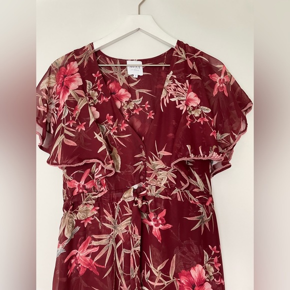 Misa Los Angeles Veronique Floral Short-sleeve Midi Dress Red Floral Size - Picture 5 of 11